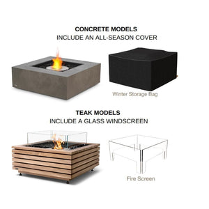EcoSmart Fire Base 30-Inch Square Fire Pit Table with winter bag or fire screen