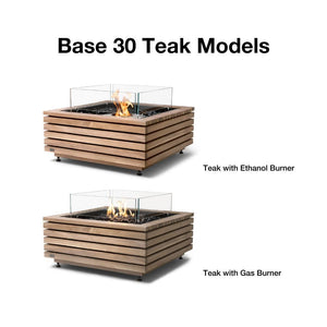 EcoSmart Fire Base 30-Inch Square Fire Pit Table with ethanol/gas burner