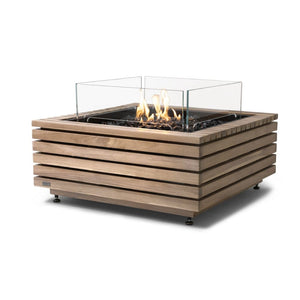 EcoSmart Fire Base 30-Inch Square Fire Pit Table teak model