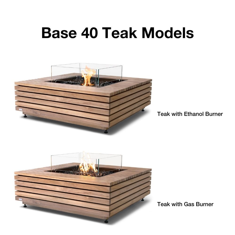 EcoSmart Fire Base 40-Inch Square Fire Pit Table with ethanol/gas burner