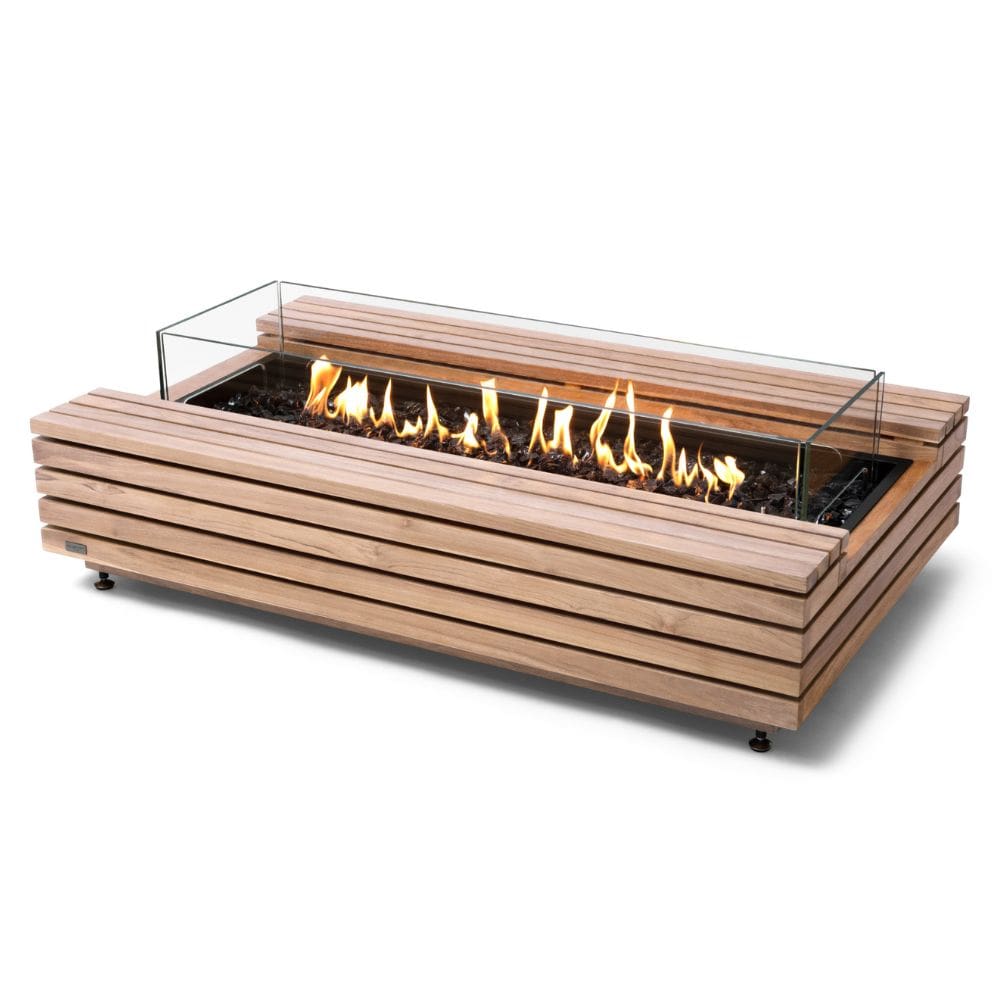 ecosmart fire cosmo fire pit table in teak with gas burner