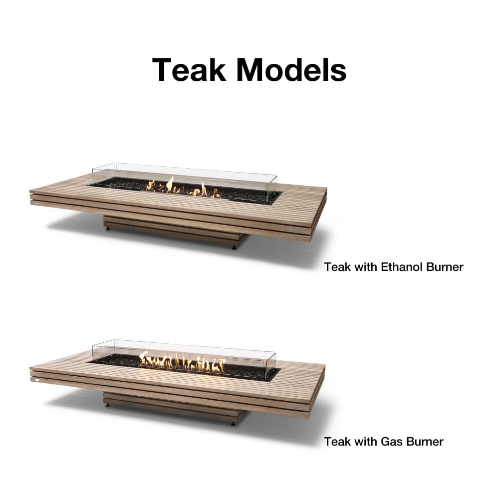 EcoSmart Fire Gin 90 Low Rectangular Fire Pit Table with ethanol or gas burner
