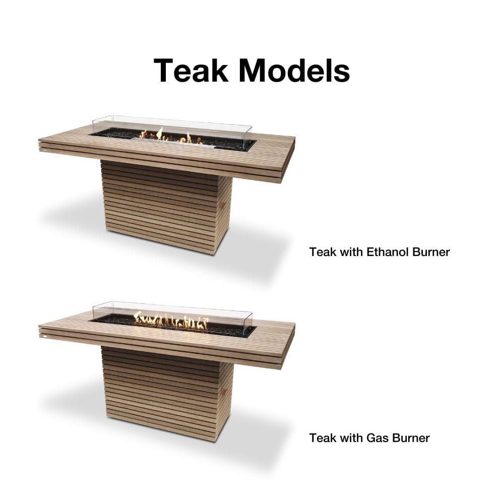 EcoSmart Fire Gin 90 Rectangular Bar Height Fire Pit Table with ethanol or gas burner