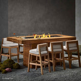 EcoSmart Fire Gin 90 Rectangular Bar Height Fire Pit Table in a minimalist outdoor space