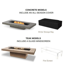 EcoSmart Fire Gin 90 Rectangular Chat Height Fire Pit Table with winter bag or fire screen