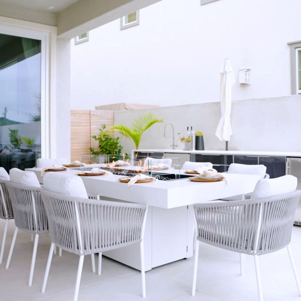 EcoSmart Fire Gin 90 Dining Height Rectangular Fire Pit Table at Outdoor Dining