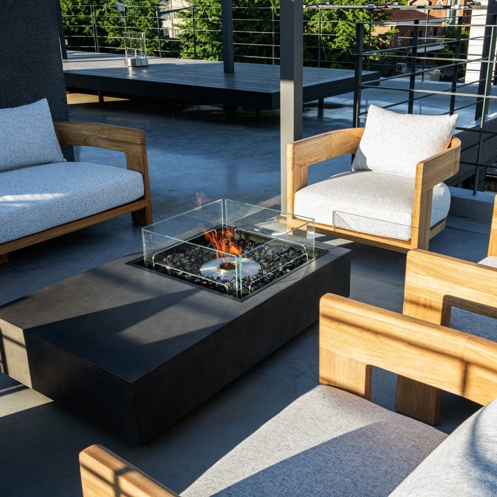 EcoSmart Fire Manhattan 50 Compact Rectangular Fire Pit Table at Balcony