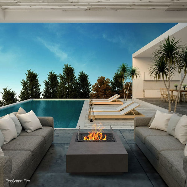 EcoSmart Fire Manhattan 50-Inch Compact Rectangular Fire Pit Table on a patio