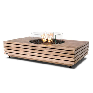 EcoSmart Fire Martini 50-Inch Rectangular Fire Pit Table in teak with gas burner