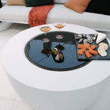 EcoSmart Fire Pod Round Concrete Fire Pit Bowl with Cover Plate - installation view