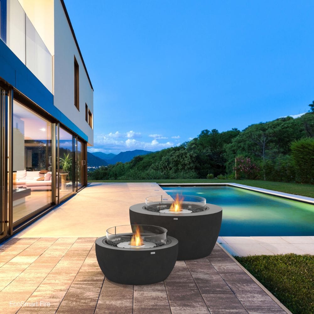 ecosmart fire pod fire pits in a modern patio