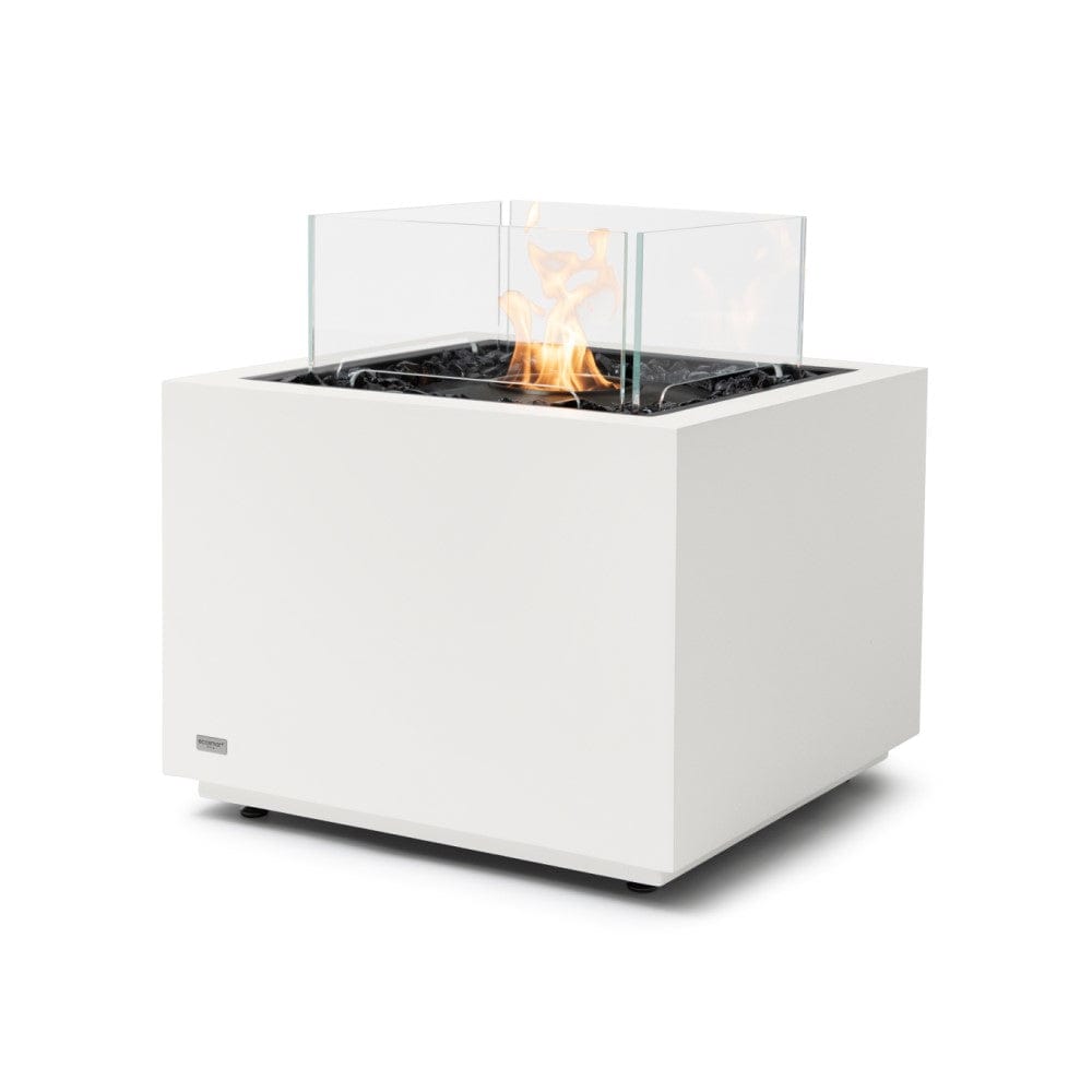 EcoSmart Fire Sidecar 24-Inch Square Fire Pit Table in Bone with Fire Screen