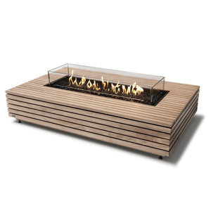 ecosmart wharf fire pit table in teak with gas burner