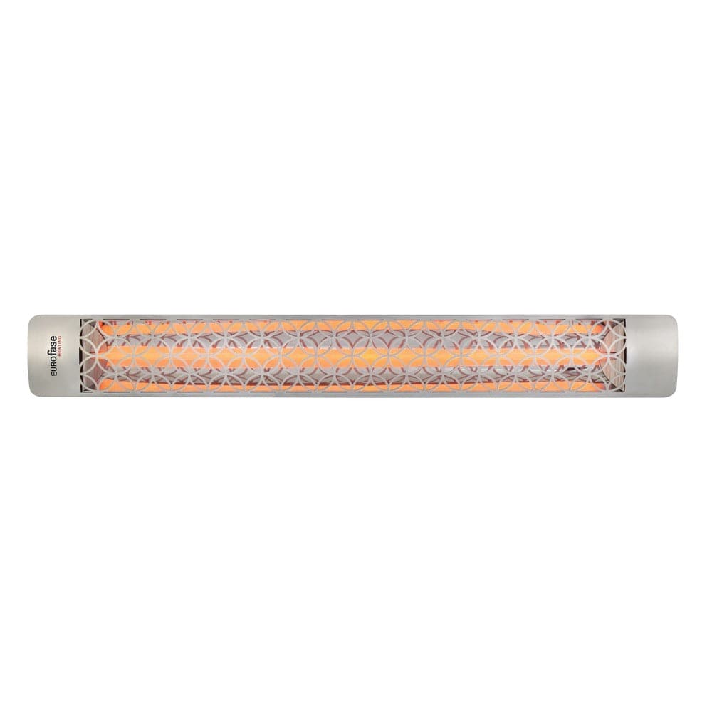 Eurofase 3000W 61-Inch Single Element Electric Heater with Clover Decor Plate in Stainless Steel - angle view