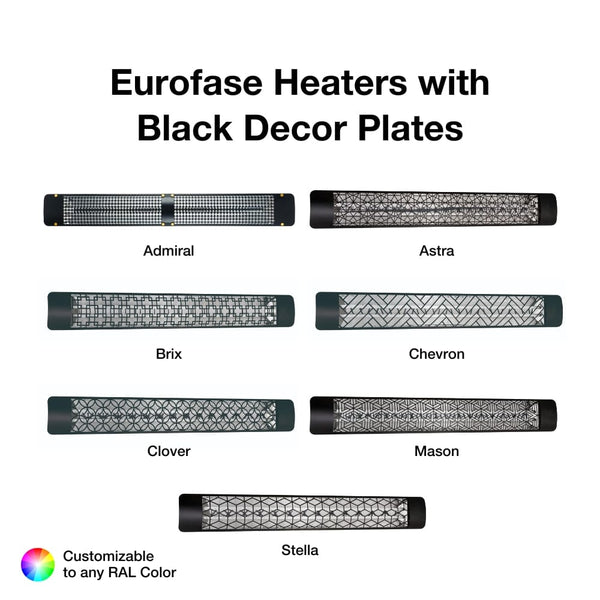 black decor plates for 61-inch eurofase heaters - installation view