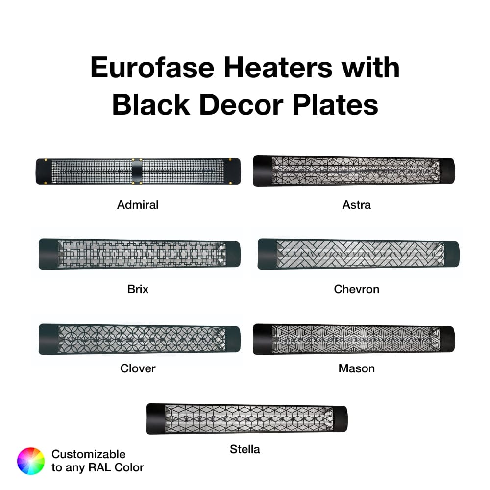 black decor plates for 61-inch eurofase heaters - installation view