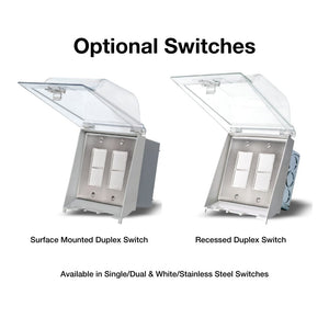 optional weatherproof duplex switch - angle view