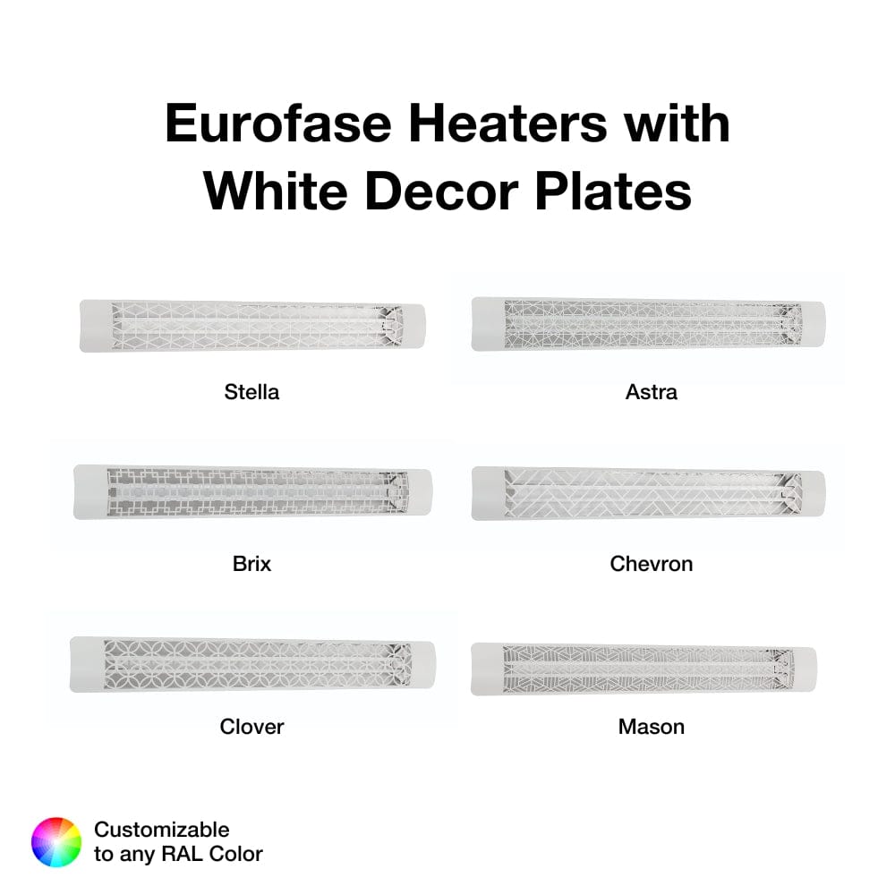 White decor plates for 61-inch eurofase heaters - alternate view