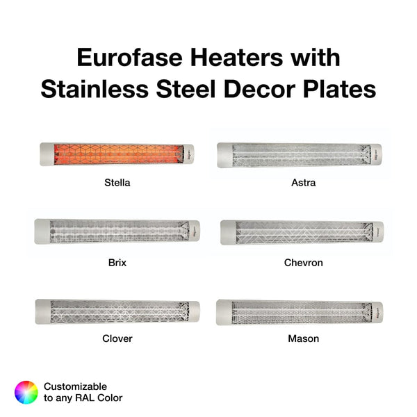 stainless steel decor plates for 61-inch eurofase heaters - close-up view