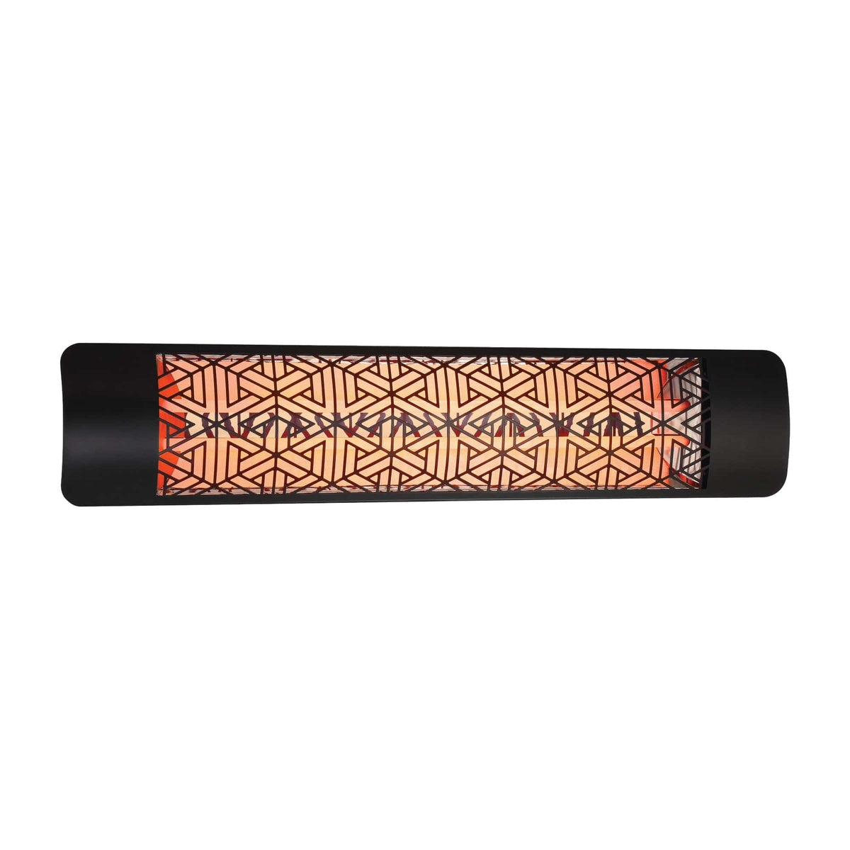 Eurofase 4000W 39-Inch Dual Element Electric Patio Heater with Mason Decor Plate, turned on