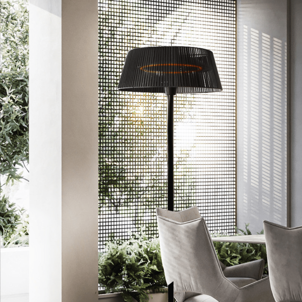 Eurofase Vellura 1500W Freestanding Lamp Electric Patio Heater with Outdoor Furniture
