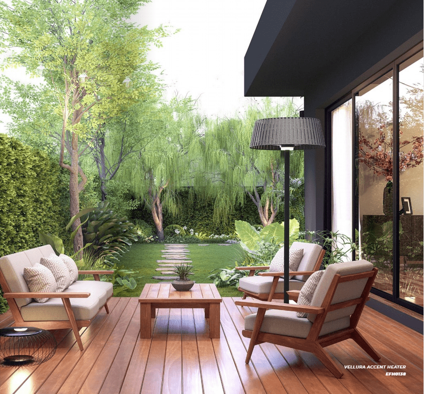 Eurofase Vellura 1500W Freestanding Lamp Electric Patio Heater in Outdoor Space