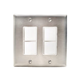 Innova Wall Plate Dual Duplex Switch in Stainless Steel - side view