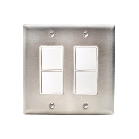 Innova Wall Plate Dual Duplex Switch in Stainless Steel - side view
