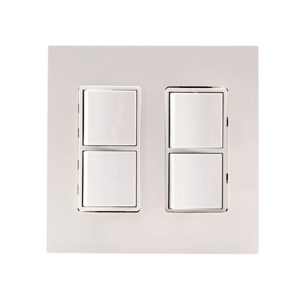 Innova Wall Plate Dual Duplex Switch in White - front view