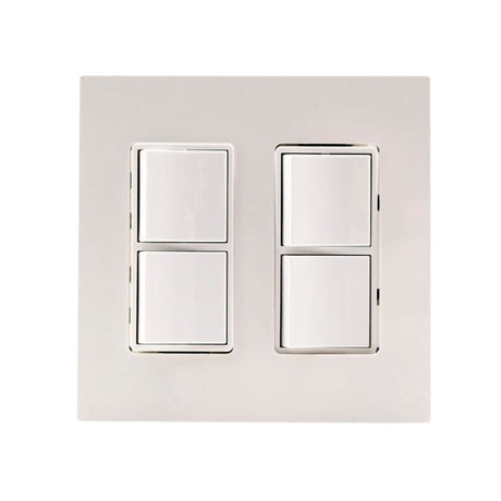Innova Wall Plate Dual Duplex Switch in White - front view