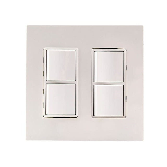 Innova Wall Plate Dual Duplex Switch in White - front view