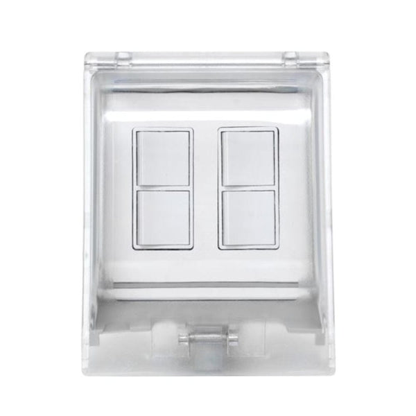 Innova Weatherproof Recessed Dual Switch in White - close-up view