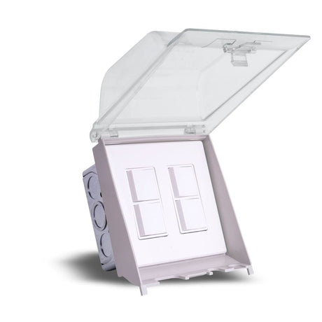 Innova Weatherproof Recessed Dual Switch in White - side view
