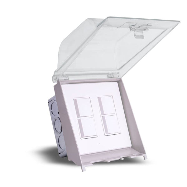 Innova Weatherproof Recessed Dual Switch in White - side view