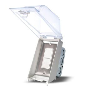 Innova Weatherproof Recessed Single Switch in Stainless Steel - detail view