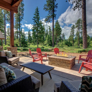 a cozy patio by the woods thanks to the fire garden burner