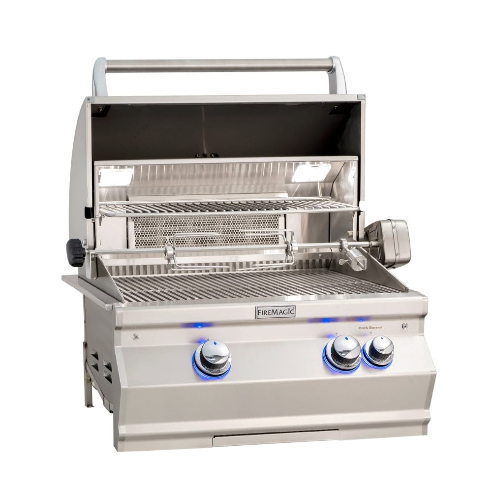 Fire Magic Aurora A430i 27-Inch Built-In Gas Grill - hood open