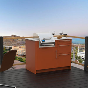 Fire Magic E251i 27-Inch Built-In Electric Grill on a terrace overlooking the city