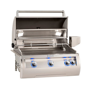 Fire Magic Echelon E660i 34-Inch Built-In Gas Grill with Analog Thermometer - hood open