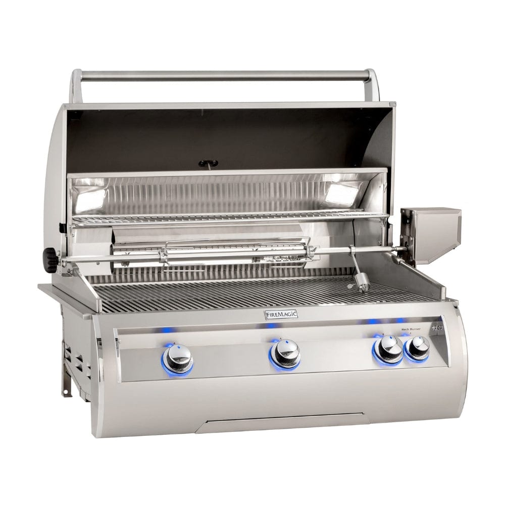 Fire Magic Echelon E790i 40-Inch Built-In Gas Grill with Analog Thermometer - hood open