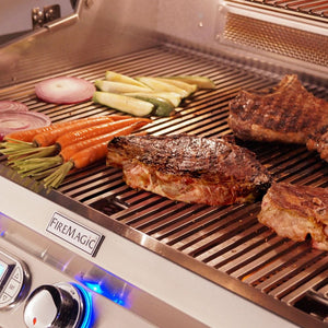 Grilling steaks on the Fire Magic Echelon E790i Built-In Gas Grill 