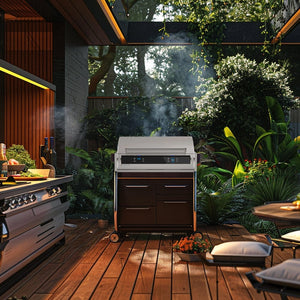 Fire Magic EL500i 35-Inch Built-In Smart Electric Grill with Dual Control in an outdoor kitchen