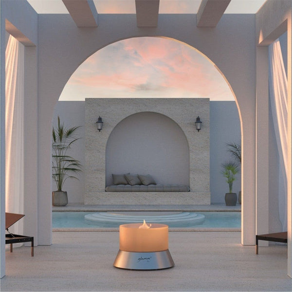 GlammFire Alba Free Standing Gas Fire Pit Standard Near Outdoor Pool