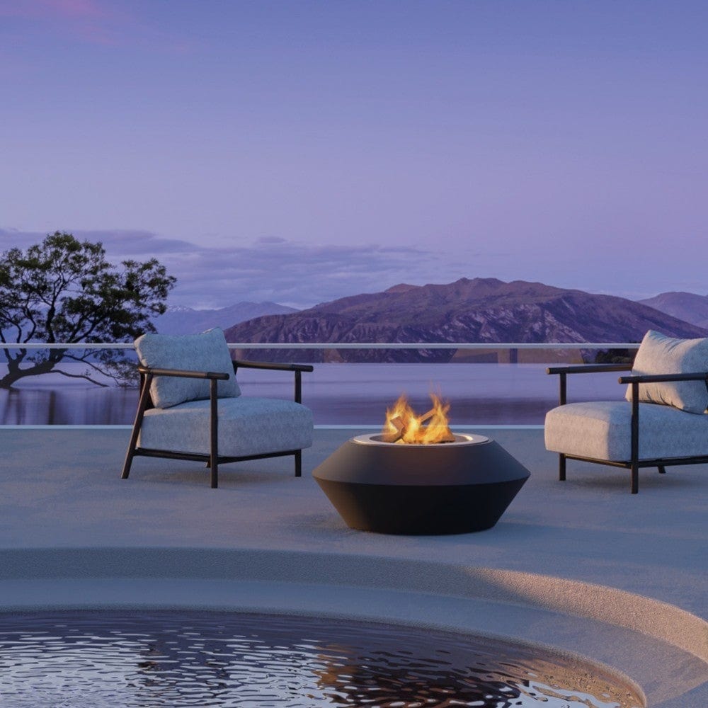 GlammFire Operetta Wood Burning Fire Pit at Outdoor Pool