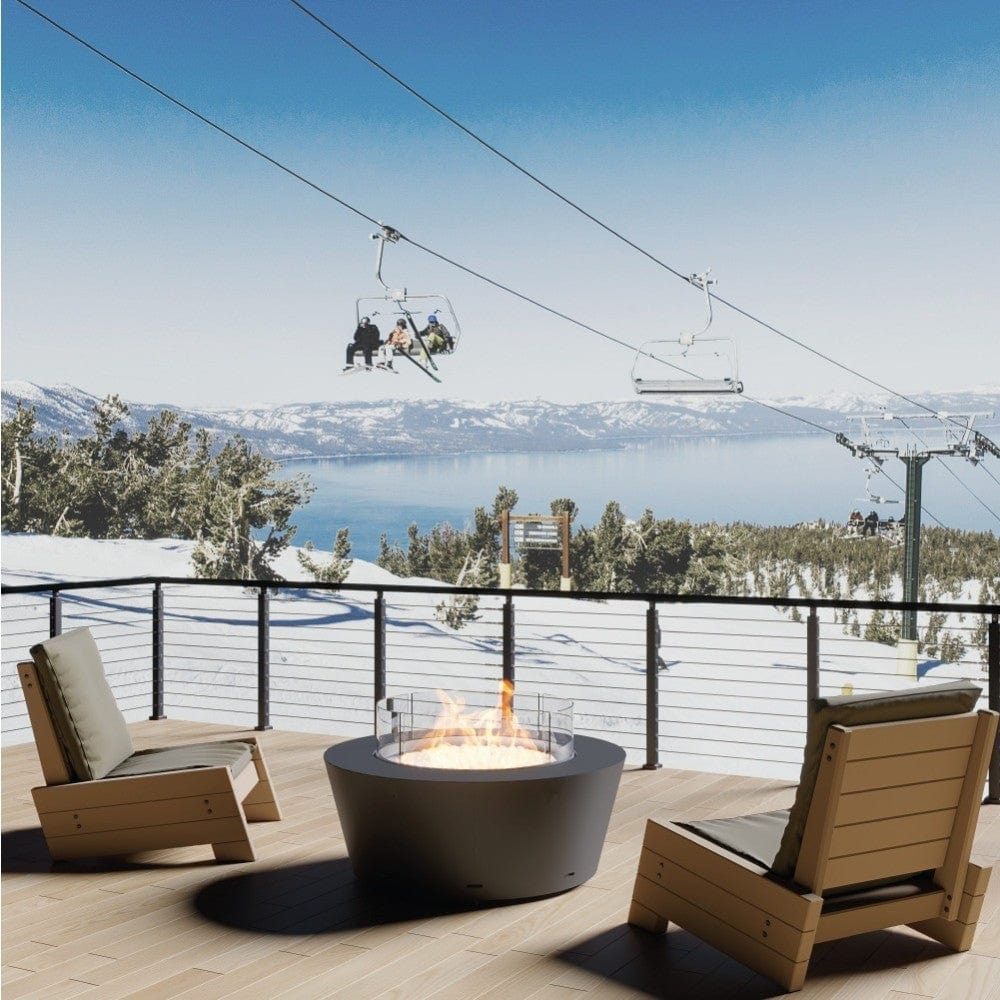 GlammFire Otello Corten Steel Gas Fire Pit Patio in Mountain Skiing