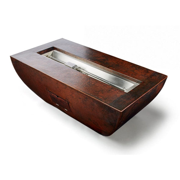HPC 47-Inch Phoenix Rectangular Copper Gas Fire Bowl with Linear Burner