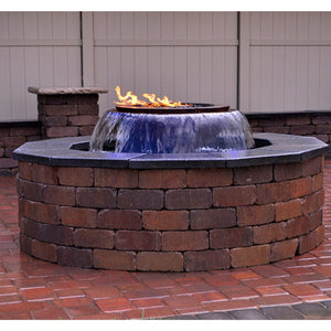 HPC Evolution 360 Copper Gas Fire and Water Bowl in a brick enclosure