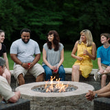HPC Round Bowl Gas Fire Pit Insert in a customized round brick fire pit - detail view
