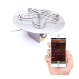 HPC Round Flat Standard Gas Fire Pit Insert with Hi/Lo Smart Electronic Ignition App