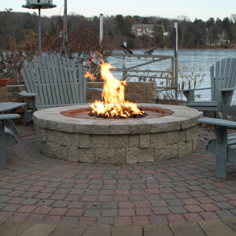 HPC Round Flat Gas Fire Pit Insert with Match Lit Ignition